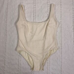 Monday Swimwear Ivory Crochet Square Neck One Piece‎ Swimsuit Size V/ US 12/4